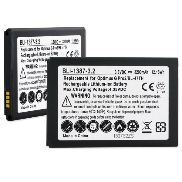 BLI-1387-3.2 Li-Ion Battery - Rechargable Ultra High Capacity (3.8V 3200mAh) - Replacement For LG BL-47TH G PRO 2 Cellphone Battery