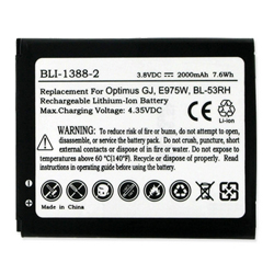 BLI-1388-2 Li-Ion Battery - Rechargable Ultra High Capacity (Li-Ion 3.8V 2000 mAh) - Replacement For LG BL-53RH Cellphone Battery