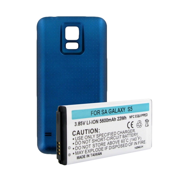BLI-1406-5.6BU Li-Ion Extendent Battery - Equipped With NFC - Rechargable Ultra High Capacity (Li-Ion 3.85V 5600 mAh) - Replacement For Samsung  Cellphone Battery With Blue Cover