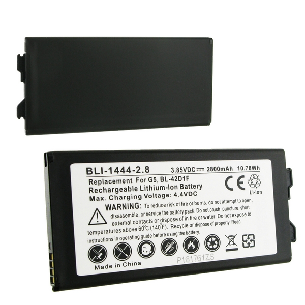 BLI-1444-2.8 Li-Ion Battery - Rechargeable Ultra High Capacity (Li-Ion 3.85V 2800mAh) - Replacement For LG BL-42D1F G5 Cellular Battery