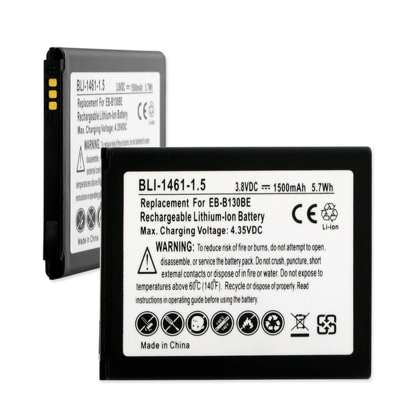 BLI-1461-1.5 LI-ION Battery - Rechargeable Ultra High Capacity (LI-ION 3.8V 1500mAh) - Replacement For Samsung EB-B130 EB-B130AU EB-B130BE  Cellphone Battery