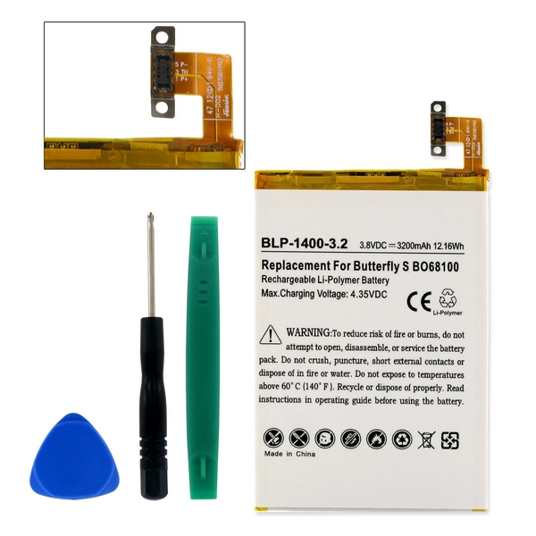 BLP-1400-3.2 LI-POL Battery - Rechargeable Ultra High Capacity (LI-POL 3.8V 3200mAh) - Replacement For HTC  35H00208-00M  35H00208-01M HTC BO68100  Cellphone Battery - Installation Tools Included