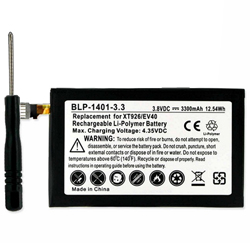 BLP-1401-3.3 Li-Pol Internal Battery - Rechargable Ultra High Capacity (Li-Pol 3.8V 3300 mAh) - Replacement For Motorola EV40 Cellphone Battery - Installation Tools Included