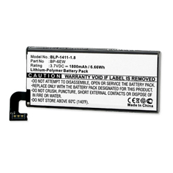 BLP-1411-1.8 Li-Pol Battery - Rechargable Ultra High Capacity (Li-Pol 3.7V 1800 mAh) - Replacement For Nokia BP-6EW Cellphone Battery