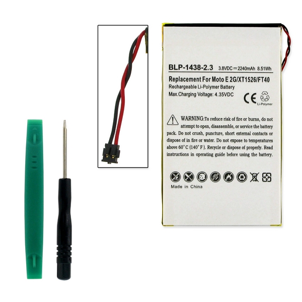 BLP-1438-2.3 LI-POL Battery - Rechargeable Ultra High Capacity (LI-POL 3.8V 2240mAh) - Replacement For Motorola FT40 SNN5955A Cellphone Battery - Installation Tools Included