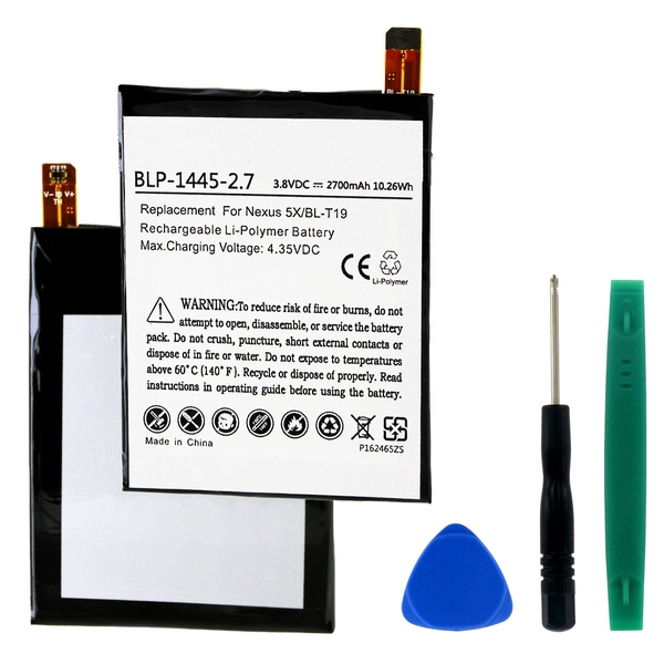 BLP-1445-2.7 Li-Pol Battery - Rechargeable Ultra High Capacity (Li-Pol 3.8V 2700mAh) - Replacement For LG BL-T19 Cellular Battery - Embedded Battery with Tools