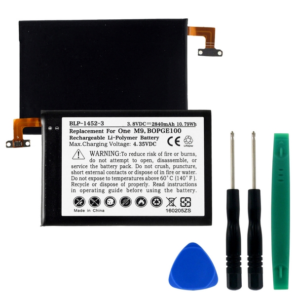 BLP-1452-3 Li-Pol Battery - Rechargeable Ultra High Capacity (Li-Pol 3.8V 2840mAh) - Replacement For HTC 35H00236-00M and 35H00236-01M Cellphone Batteries (Embedded Battery w/ Tools)