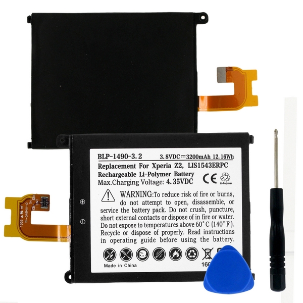 BLP-1490-3.2 Li-Pol Battery - Rechargeable Ultra High Capacity (Li-Pol 3.8V 3200mAh) - Replacement For Sony LIS1543ERPC Cellphone Battery (Embedded Battery w/ Tools)