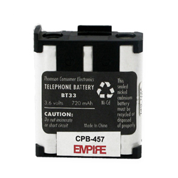EM-CPB-457 - Ni-CD, 3.6 Volt, 720 mAh, Ultra Hi-Capacity Battery - Replacement Battery for GE BT-33 Cordless Phone Battery