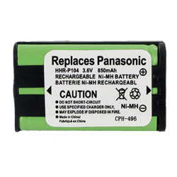 EM-CPH-496 - Ni-MH, 3.6 Volt, 850 mAh, Ultra Hi-Capacity Battery - Replacement Battery for Panasonic HHR-P104  Cordless Phone Battery