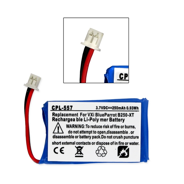 CPL-557 LI-POL Battery - Rechargeable Ultra High Capacity (LI-POL 3.7V 250mAh) - Replacement For VXI BT250-XT+, BT900, HS393  Wireless Headset Battery