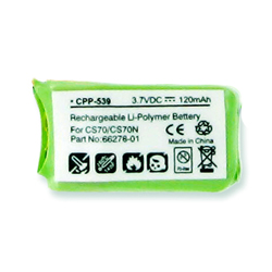 EM-CPP-539 - Li-Pol, 3.7 Volt, 120 mAh, Ultra Hi-Capacity Battery - Replacement Battery for PLANTRONICS CS70/N, 66278-01 Wireless Headset Battery