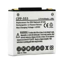 EM-CPP-553 - Li-Pol, 3.7 Volt, 350 mAh, Ultra Hi-Capacity Battery - Replacement Battery for  GN Netcom 14151-01 Wireless Headset Battery
