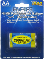 EM-NMH-2/AA - Ni-MH, 1.2 Volt, 2600 mAh, Ultra Hi-Capacity Battery - Replacement Battery for Sony BP-T31 Cordless Phone Battery