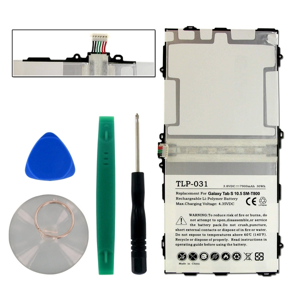 TLP-031 Li-Pol Battery - Rechargeable Ultra High Capacity Embeeded Battery (Li-Pol 3.8V 7900mAh) - Replacement For Samsung EB-BT800FBC Battery - Installation Tools Included