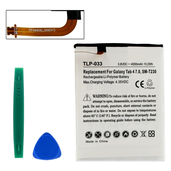 TLP-033 LI-POL Battery - Rechargeable Ultra High Capacity (LI-POL 3.8V 3000mAh) - Replacement For Samsung EB-BT230 EB-BT230FBE EB-BT230FBU Tablet Battey - Installation Tools Included