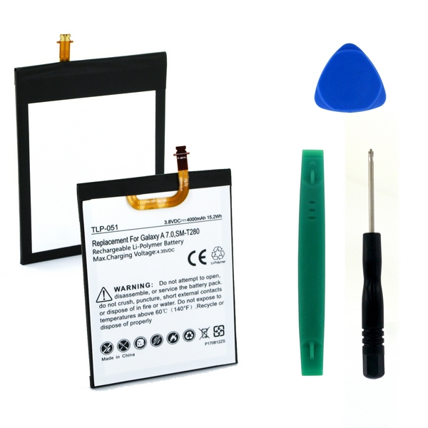 Tablet Ultra Hi-Capacity Battery (Li-Pol, 3.8V, 4000mAh) - Replacement for Samsung EB-BT280ABA, EB-BT280 Batteries - Installation Tools Included