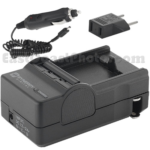 Mini Battery Charger Kit for Panasonic DMW-BLD10 Battery - Fold-in Wall Plug (Car & EU Adapters Included)