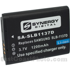 SLB-1137D Lithium-Ion Battery - Rechargeable Ultra High Capacity (1200 mAh) - replacement for Samsung SLB-1137D Battery