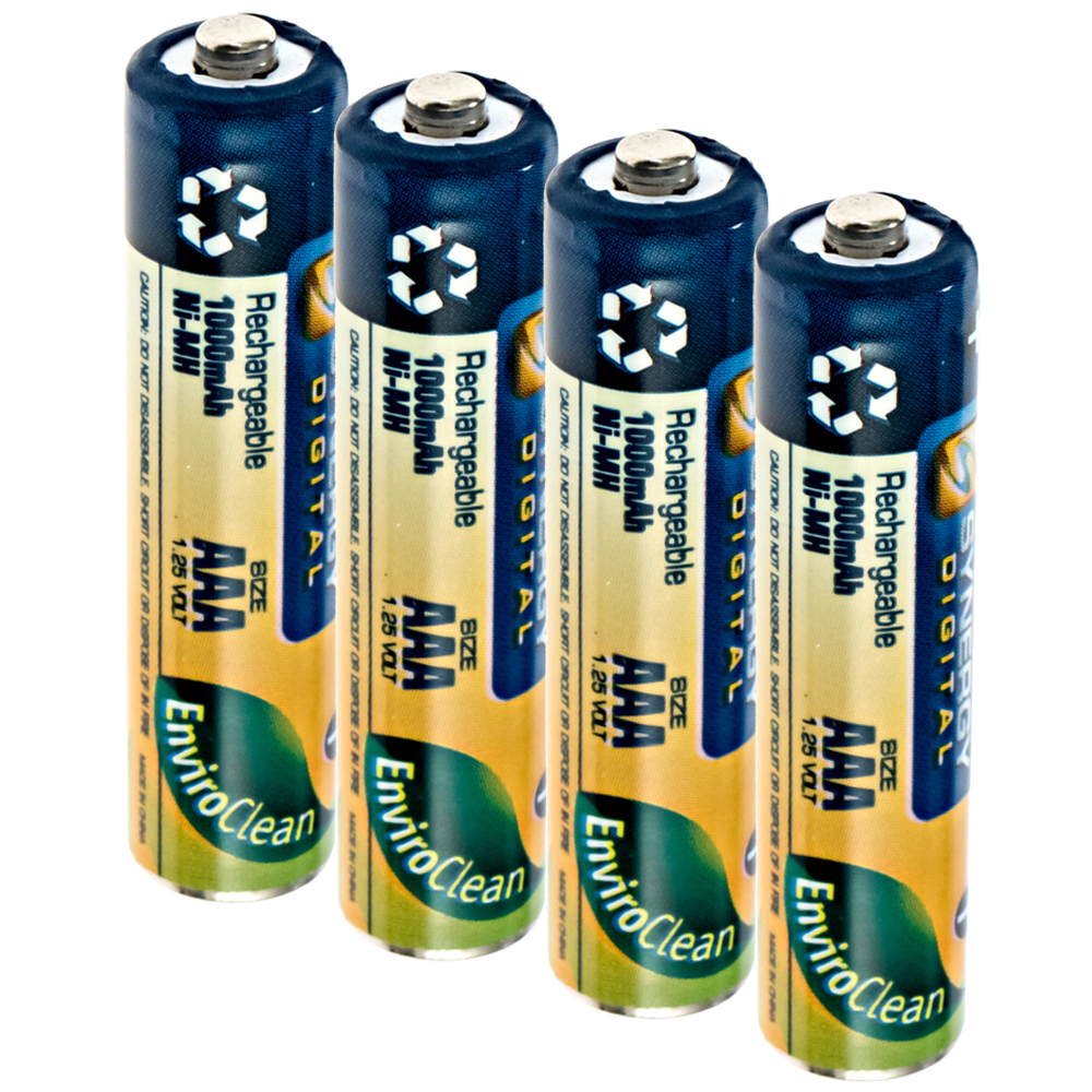 Pack of 4 AAA NiMH Rechargable Batteries - 1000mAh