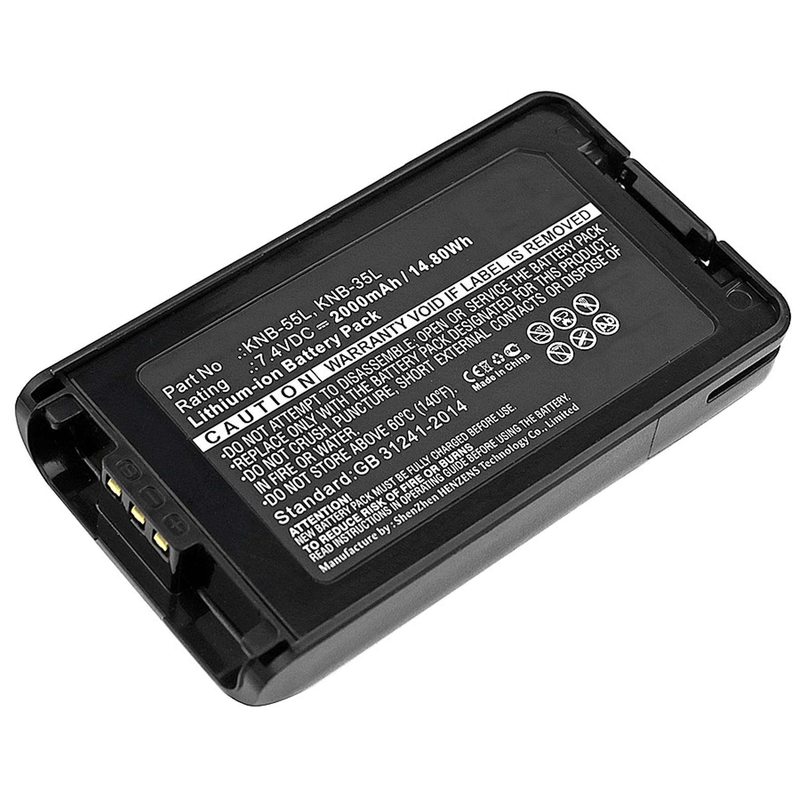 Synergy Digital 2-Way Radio Battery, Compatible with KENWOOD KNB-24L 2-Way Radio Battery (Li-ion, 7.4V, 2000mAh)