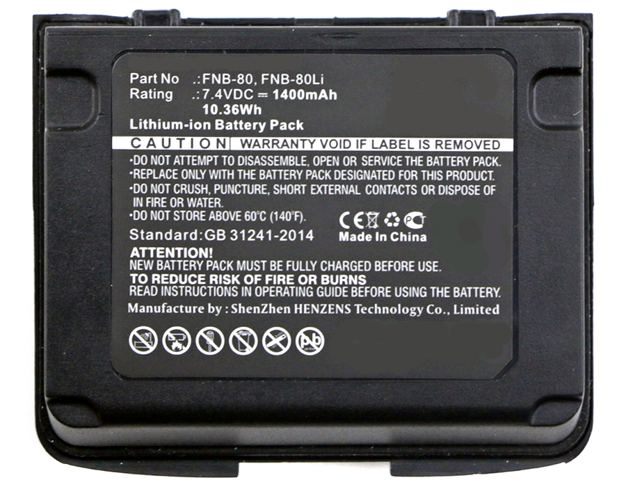 Synergy Digital 2-Way Radio Battery, Compatible with YAESU FNB-58 2-Way Radio Battery (Li-ion, 7.4V, 1400mAh)