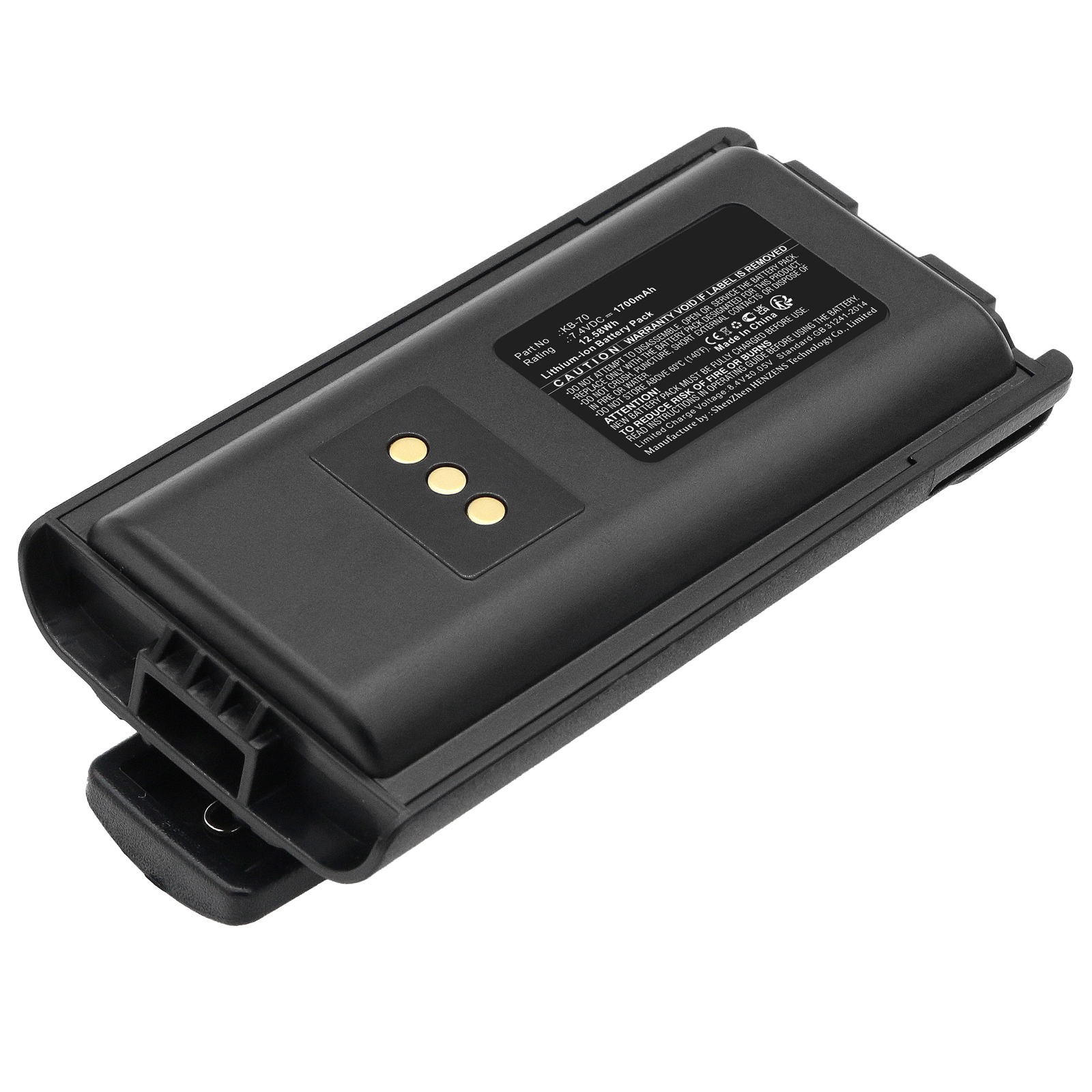 Synergy Digital 2-Way Radio Battery, Compatible with Kirisun KB-70 2-Way Radio Battery (Li-ion, 7.4V, 1700mAh)