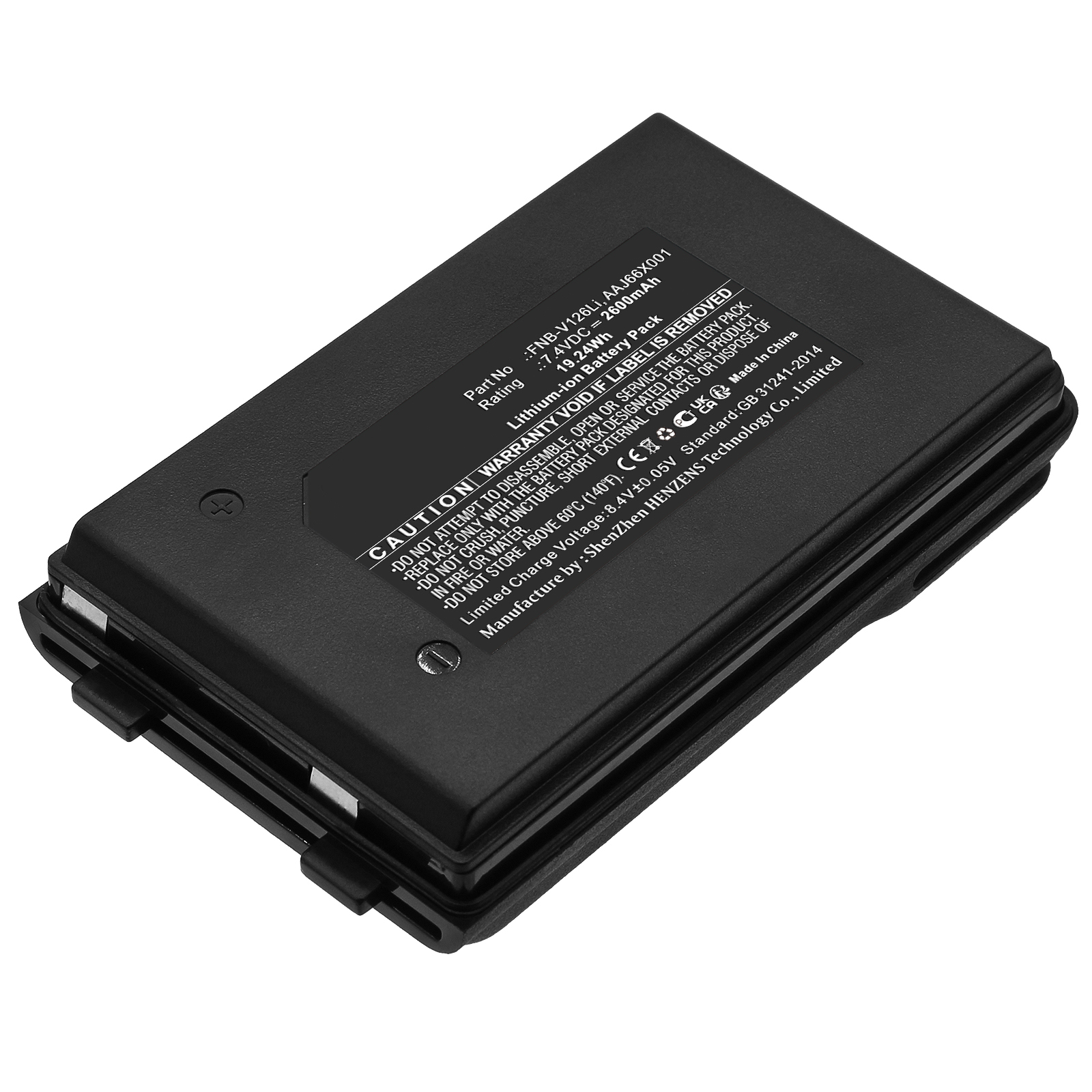 Synergy Digital 2-Way Radio Battery, Compatible with Vertex Standard FNB-V126Li 2-Way Radio Battery (Li-ion, 7.4V, 2600mAh)