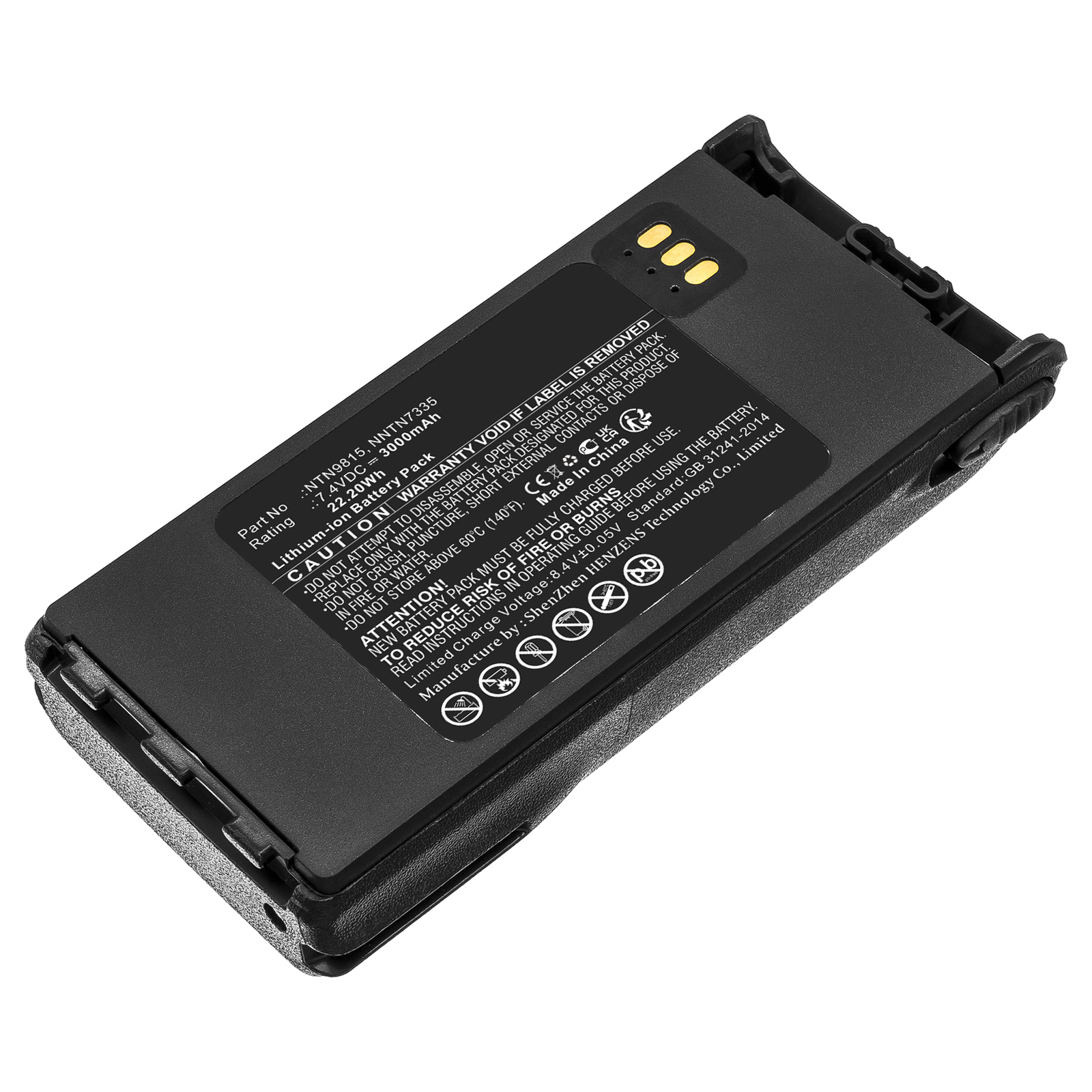 Synergy Digital 2-Way Radio Battery, Compatible with Motorola HNN9815 2-Way Radio Battery (Li-ion, 7.4V, 3000mAh)