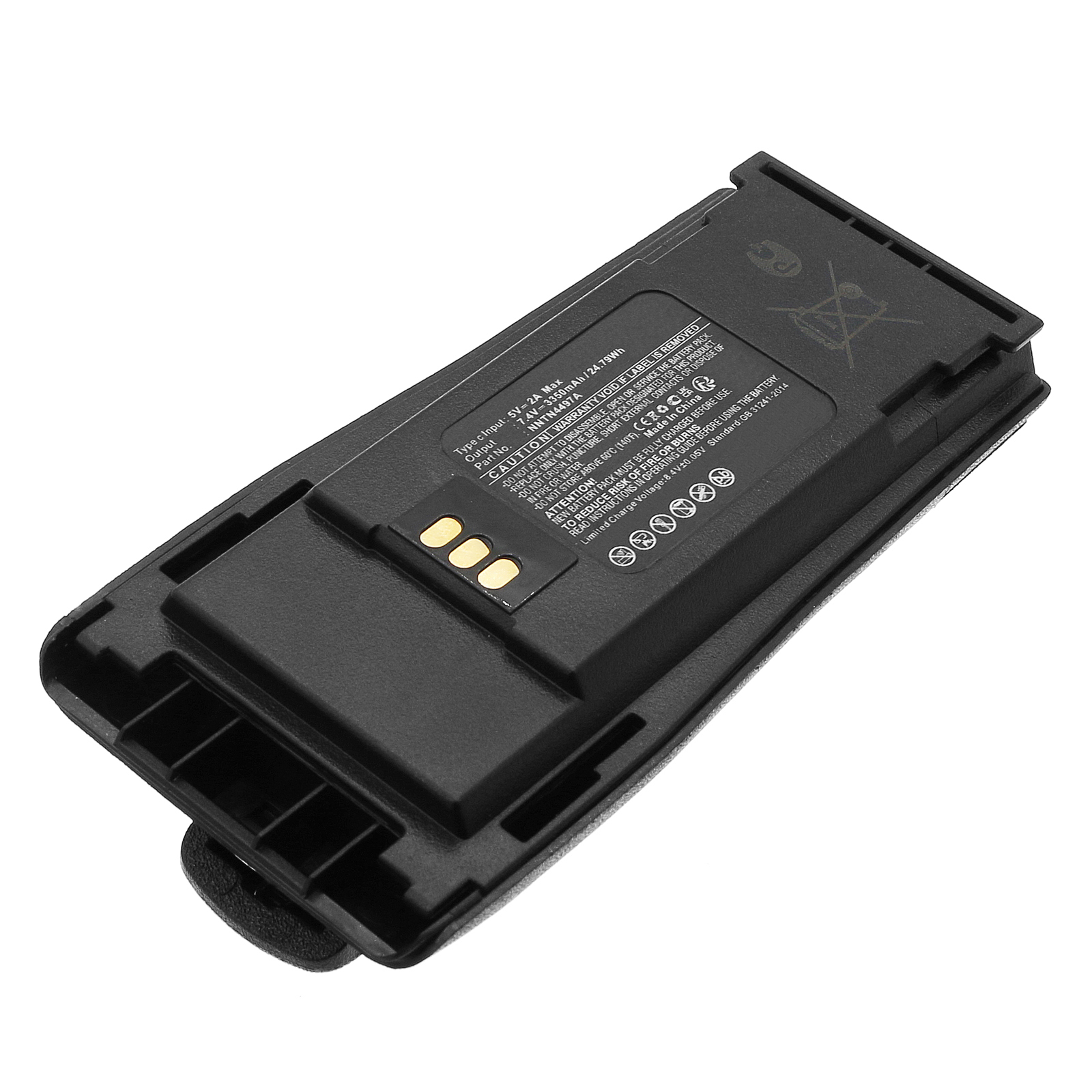 Synergy Digital 2-Way Radio Battery, Compatible with Motorola NNTN4497A 2-Way Radio Battery (Li-ion, 7.4V, 3350mAh) - Built-In USB-C Direct Charge