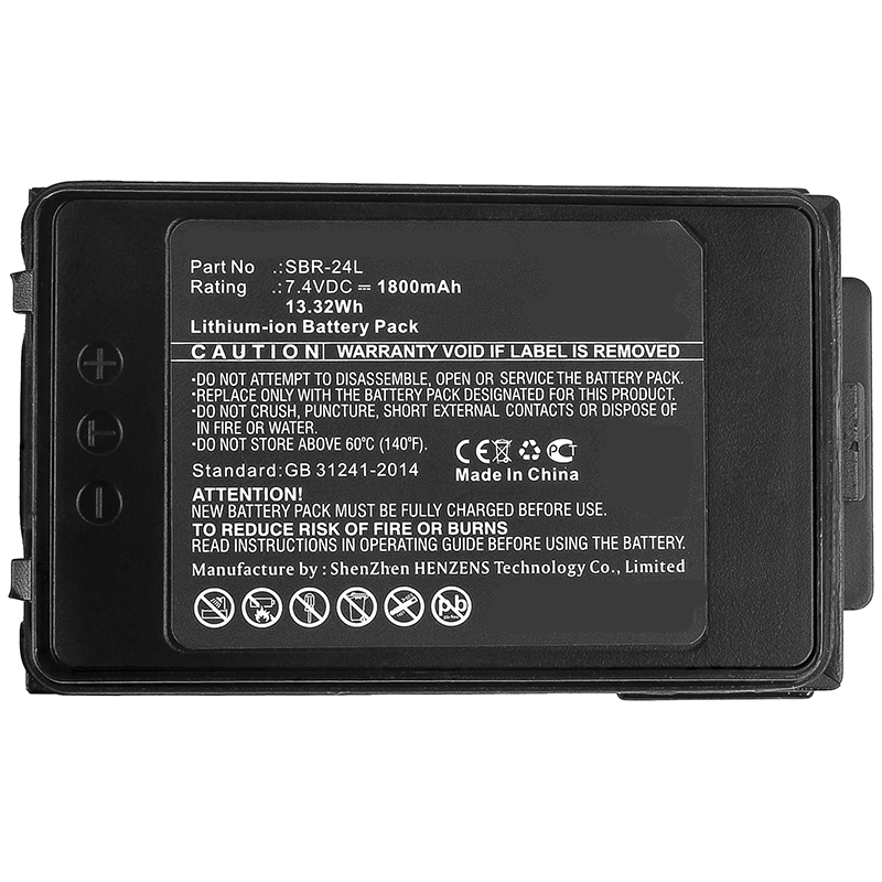 Synergy Digital 2-Way Radio Battery, Compatible with Yaesu SBR-24L 2-Way Radio Battery (7.4V, Li-ion, 1800mAh)