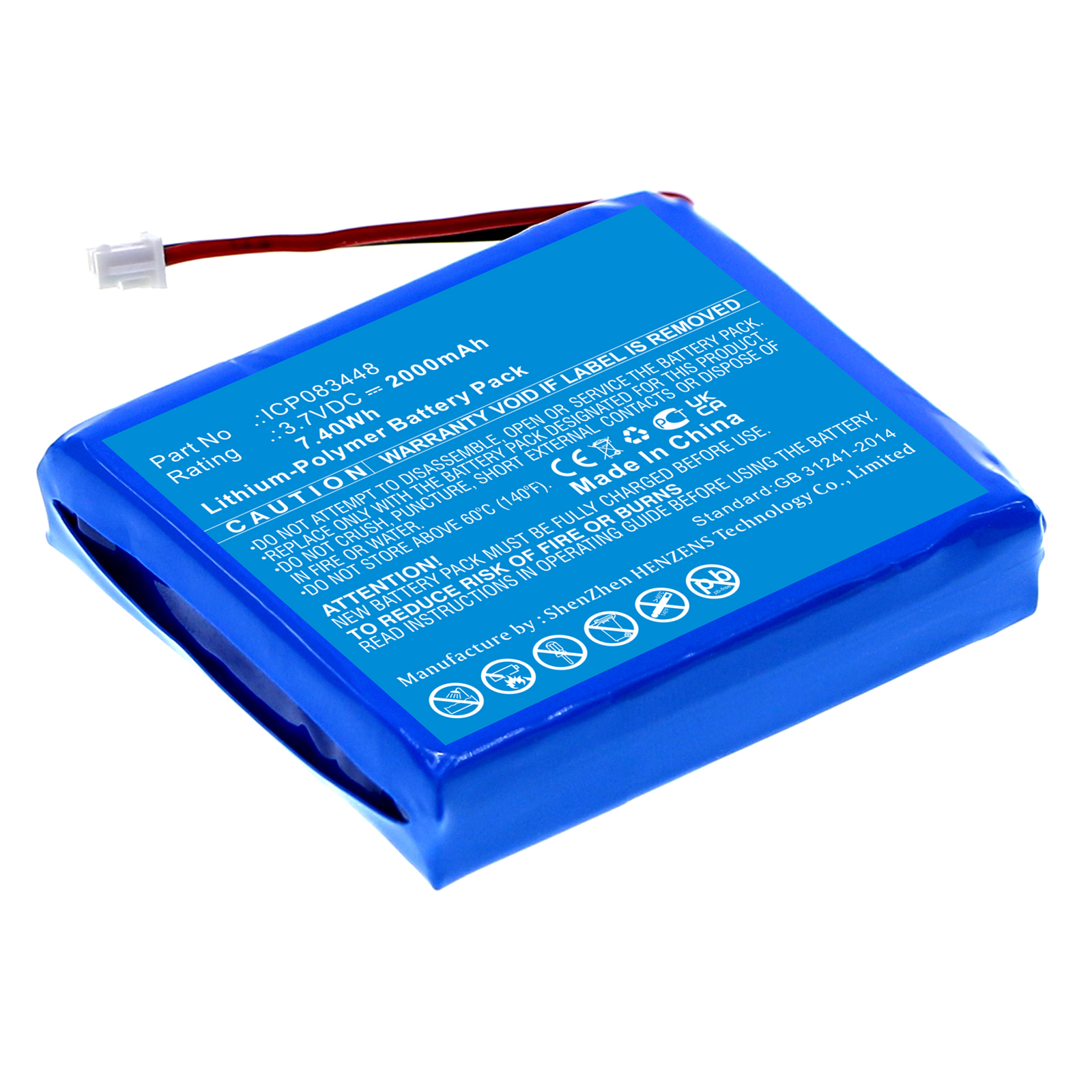 Synergy Digital 2-Way Radio Battery, Compatible with Albrecht ICP083448 2-Way Radio Battery (Li-Pol, 3.7V, 2000mAh)