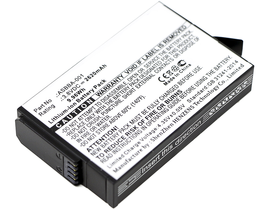 Synergy Digital Digital Camera Battery, Compatible with Gopro 601-12862-000, ASBBA-001, SBDC1B Digital Camera Battery (3.8V, Li-ion, 2620mAh)