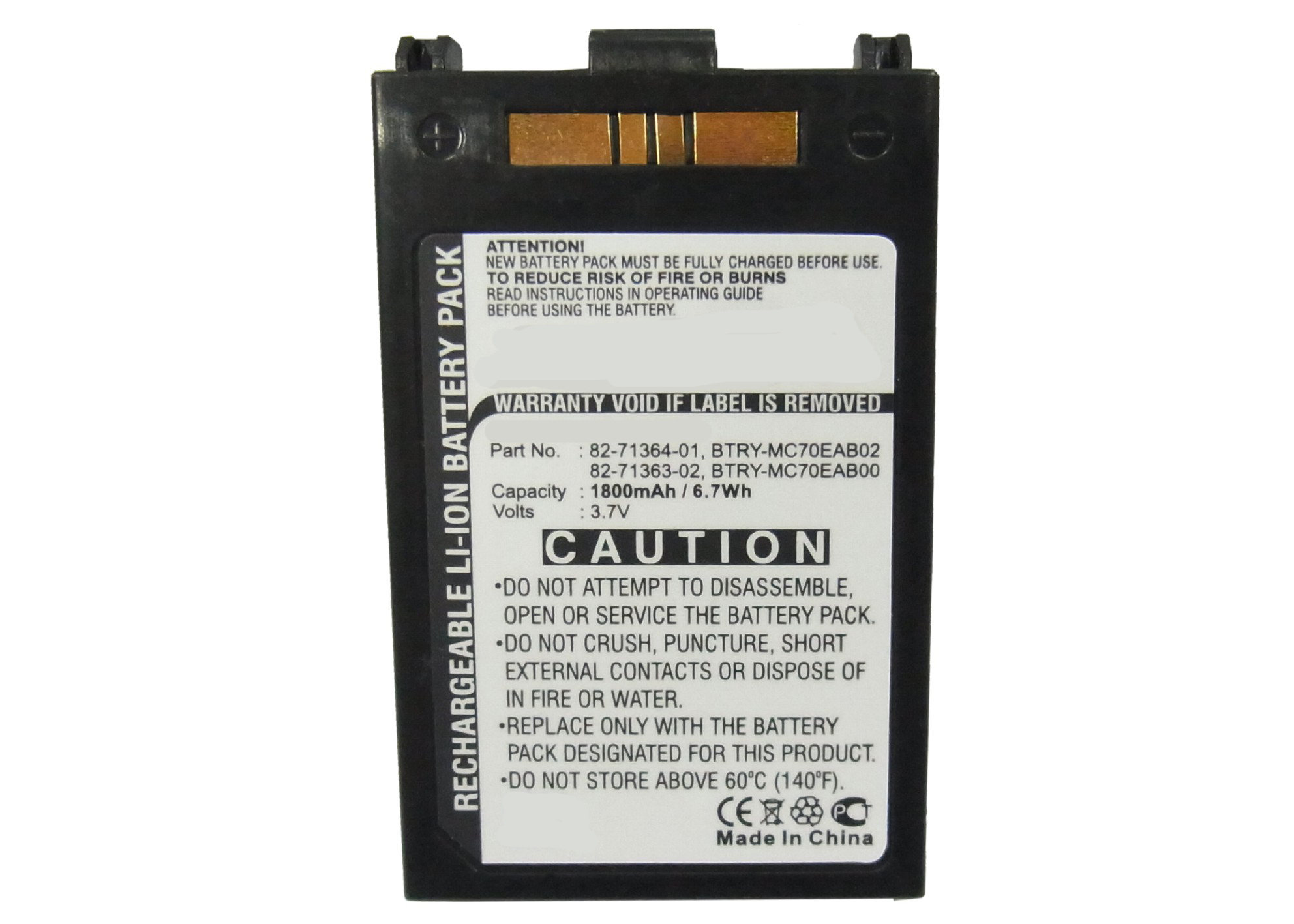 Synergy Digital Barcode Scanner Battery, Compatiable with Symbol 82-71363-02, 82-71364-01, 82-71364-03, 82-71364-06, BTRY-MC70EAB00, BTRY-MC70EAB02, BTRY-MC7XEAB00, BTRY-MC7XEAB0H Barcode Scanner Battery (3.7V, Li-ion, 1800mAh)