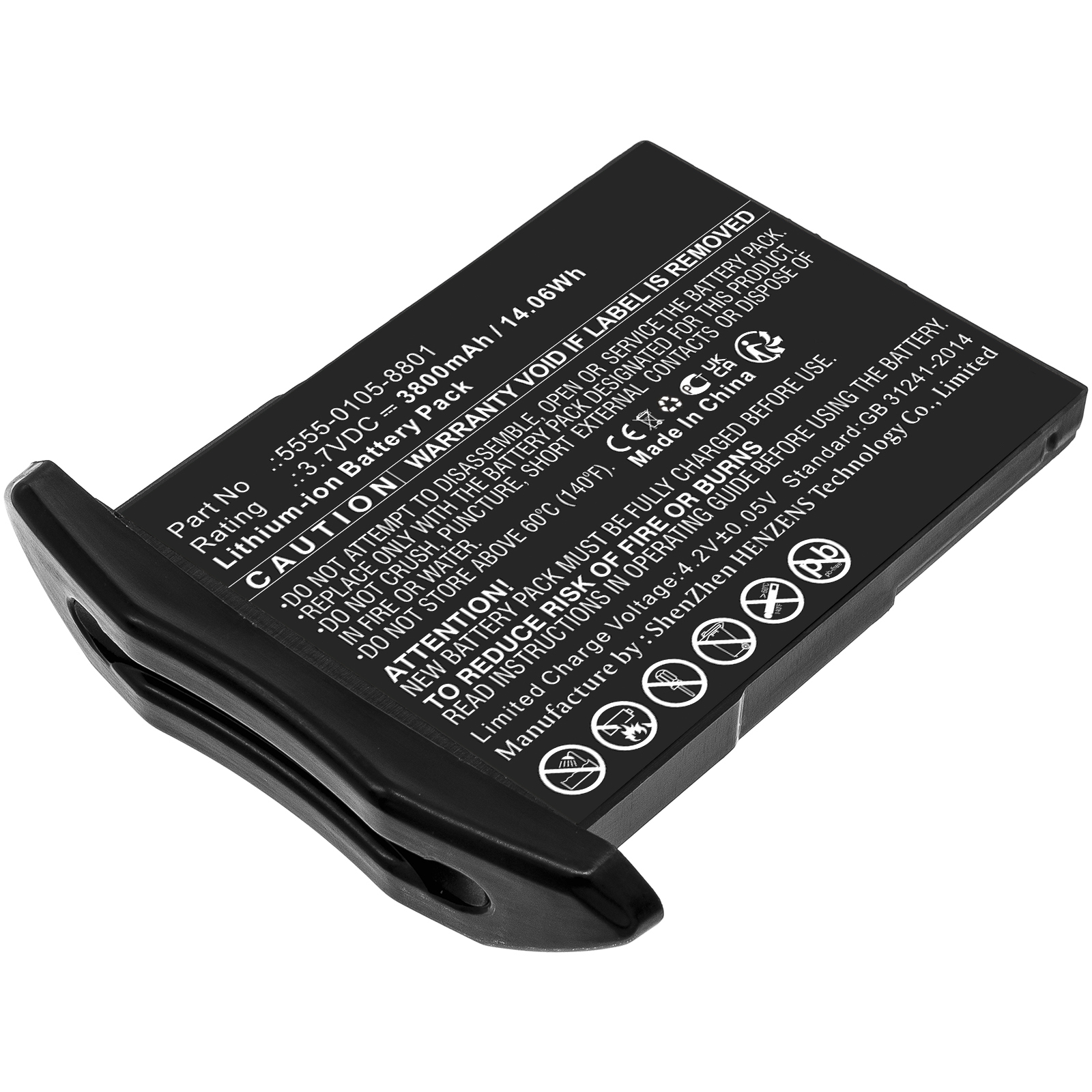 Synergy Digital Barcode Scanner Battery, Compatible with 5555-0105-8801 Barcode Scanner Battery (3.7V, Li-ion, 3800mAh)
