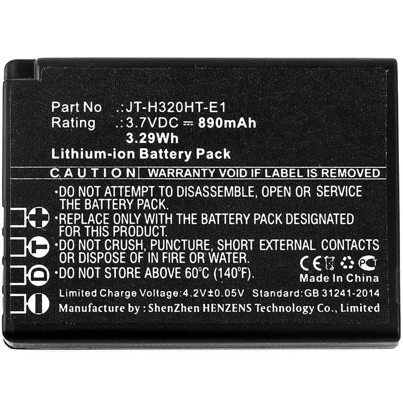 Synergy Digital Barcode Scanner Battery, Compatible with JT-H320HT-E1 Barcode Scanner Battery (3.7V, Li-ion, 890mAh)