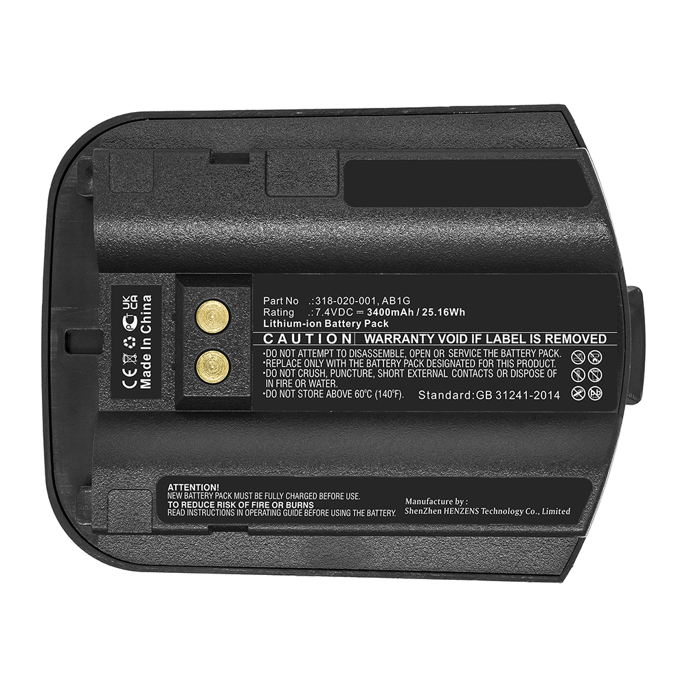 Synergy Digital Barcode Scanner Battery, Compatible with Intermec 318-020-001 Barcode Scanner Battery (Li-ion, 7.4V, 3400mAh)