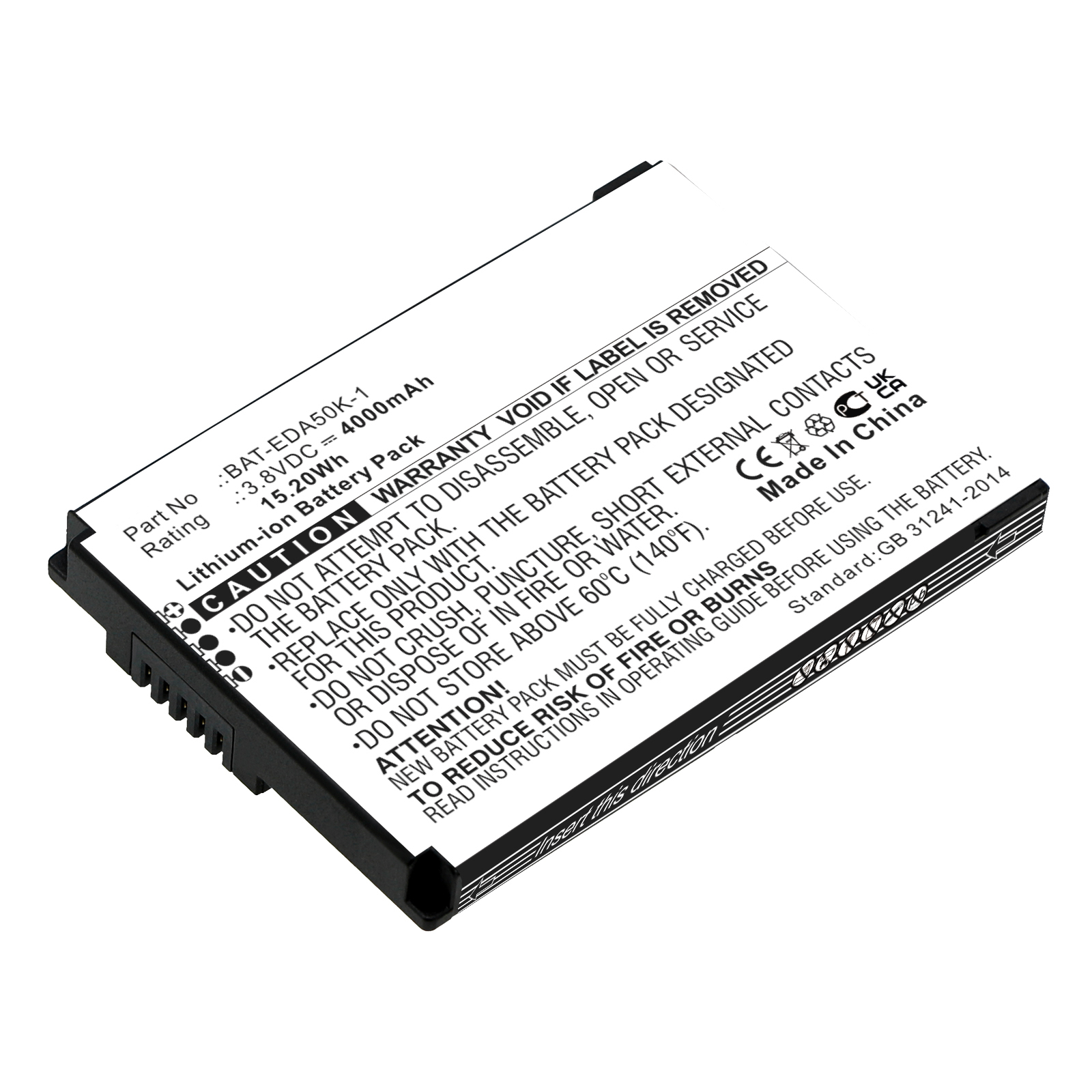 Synergy Digital Barcode Scanner Battery, Compatible with Honeywell BAT-EDA50K-1 Barcode Scanner Battery (Li-ion, 3.8V, 4000mAh)
