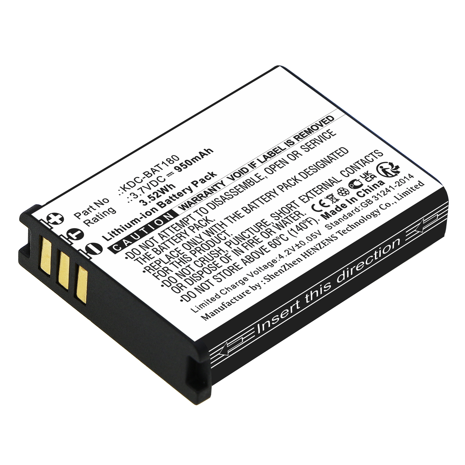 Synergy Digital Barcode Scanner Battery, Compatible with KOAMTAC KDC-BAT180 Barcode Scanner Battery (Li-ion, 3.7V, 950mAh)