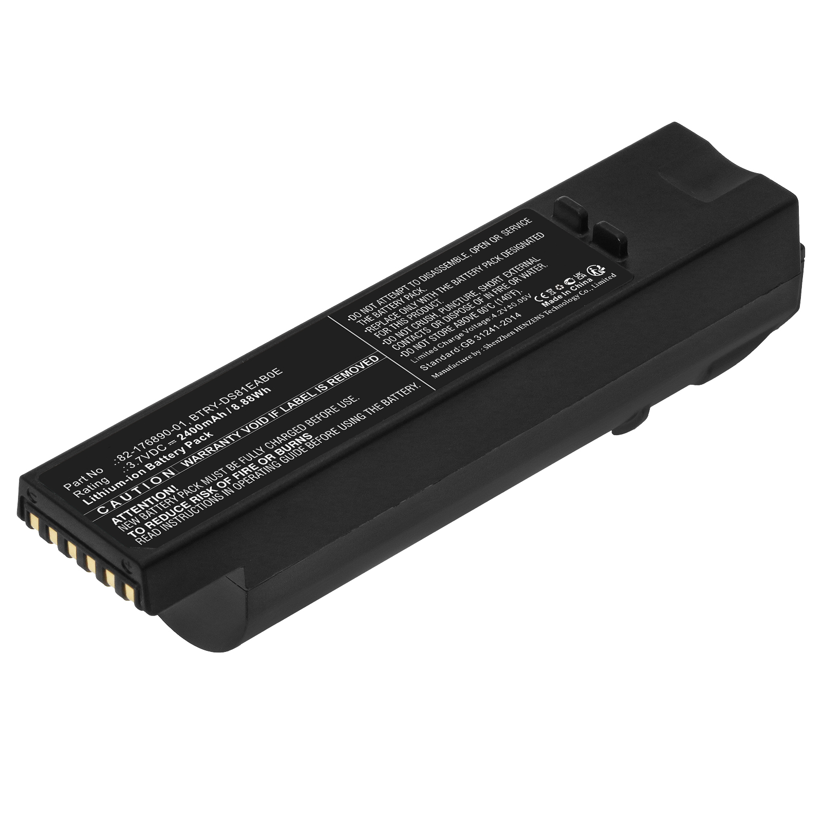Synergy Digital Barcode Scanner Battery, Compatible with Zebra 82-176890-01 Barcode Scanner Battery (Li-ion, 3.7V, 2400mAh)