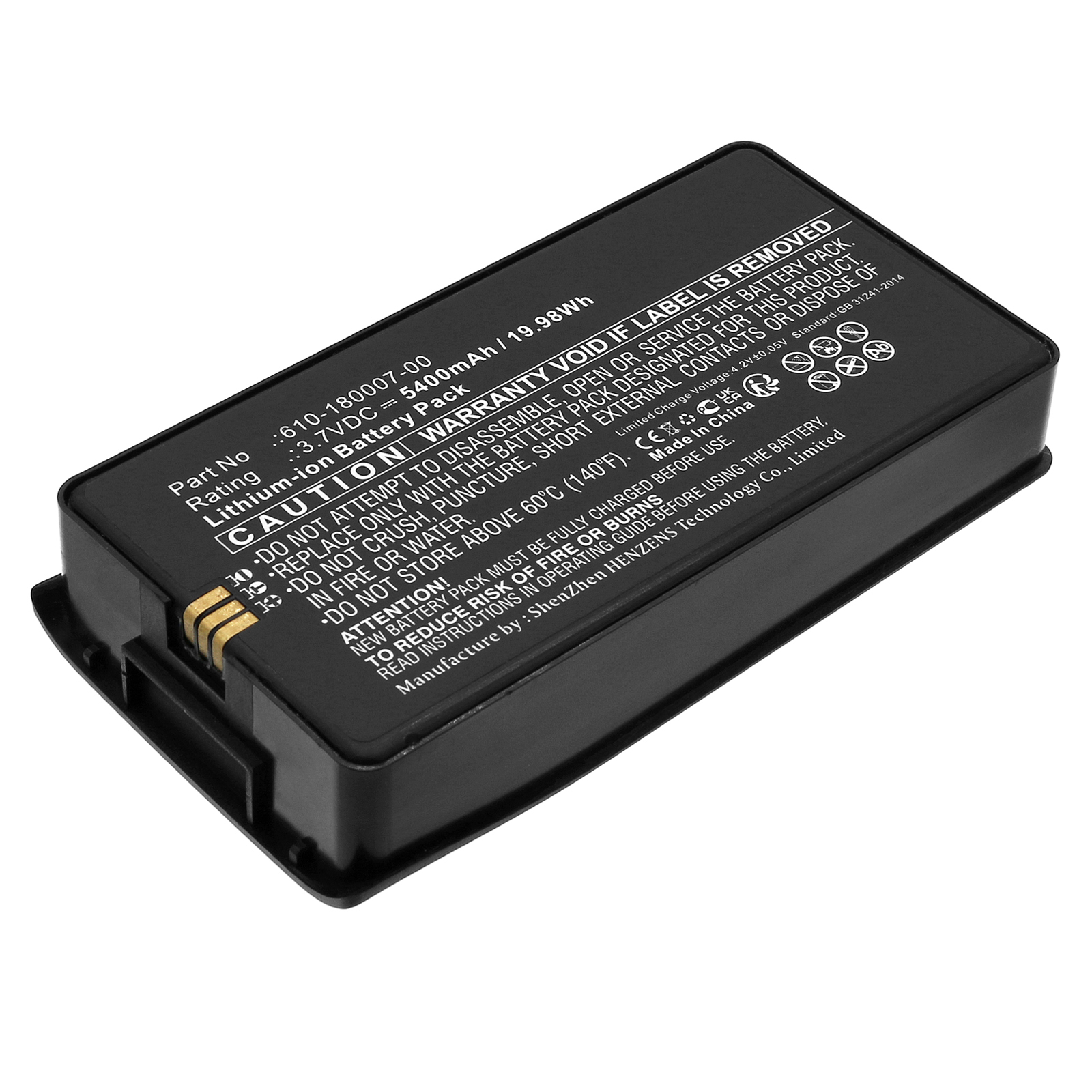 Synergy Digital Barcode Scanner Battery, Compatible with RGIS 610-180007-00 Barcode Scanner Battery (Li-ion, 3.7V, 5400mAh)