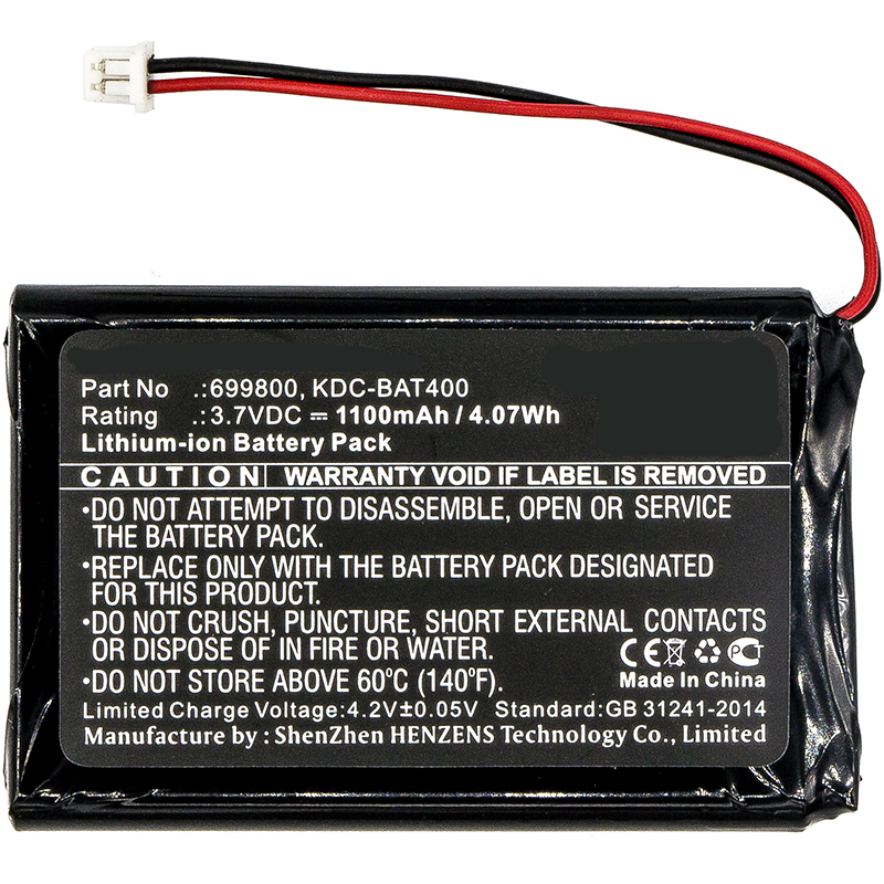 Synergy Digital Barcode Scanner Battery, Compatible with KOAMTAC 699800, KDC-BAT400, KDCSPB1200 Barcode Scanner Battery (3.7V, Li-ion, 1100mAh)