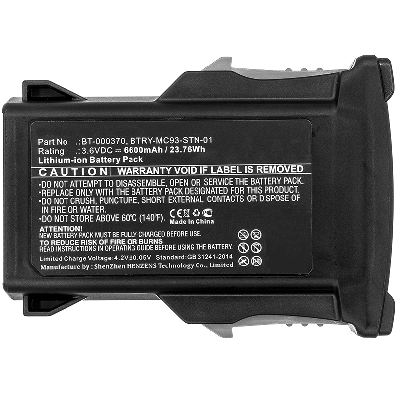 Synergy Digital Barcode Scanner Battery, Compatible with Zebra BT-000370, BTRY-MC93-FZ-10, BTRY-MC93-NI-10 Barcode Scanner Battery (3.6, Li-ion, 6600mAh)