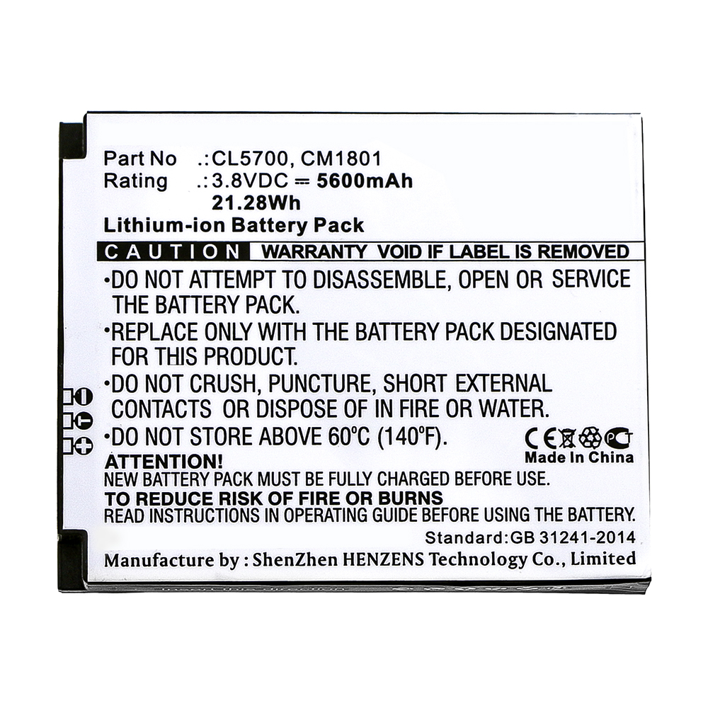 Synergy Digital Barcode Scanner Battery, Compatible with Cilico CL5700, CM1801 Barcode Scanner Battery (Li-ion, 3.8V, 5600mAh)