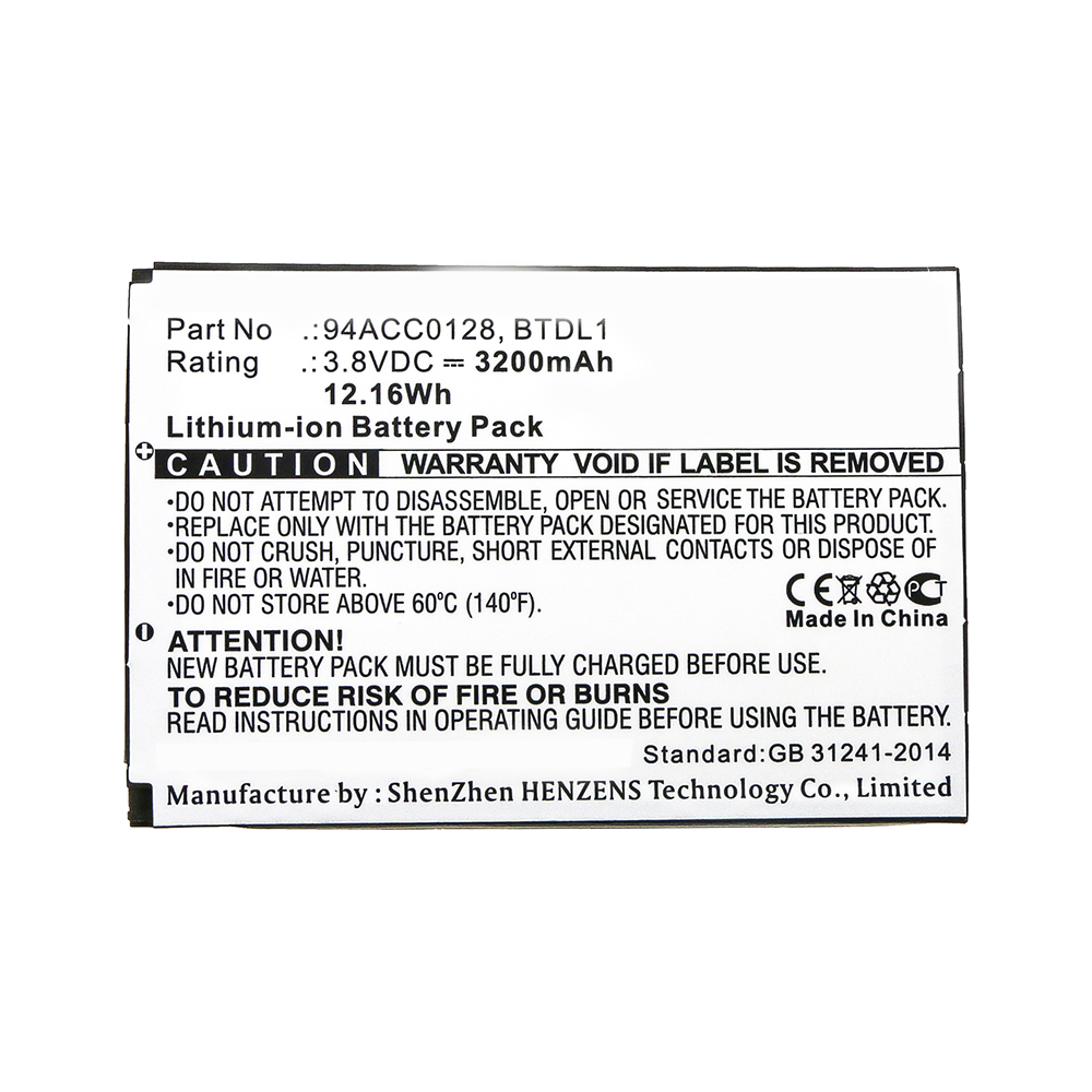 Synergy Digital Barcode Scanner Battery, Compatible with Datalogic 3H21-00000491, 94ACC0128, 94ACC0129, BTDL1 Barcode Scanner Battery (Li-ion, 3.8V, 3200mAh)