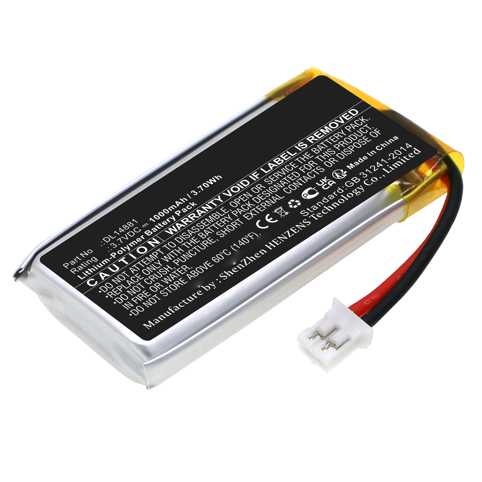 Synergy Digital Barcode Scanner Battery, Compatible with DELI DL14881 Barcode Scanner Battery (Li-Pol, 3.7V, 1000mAh)