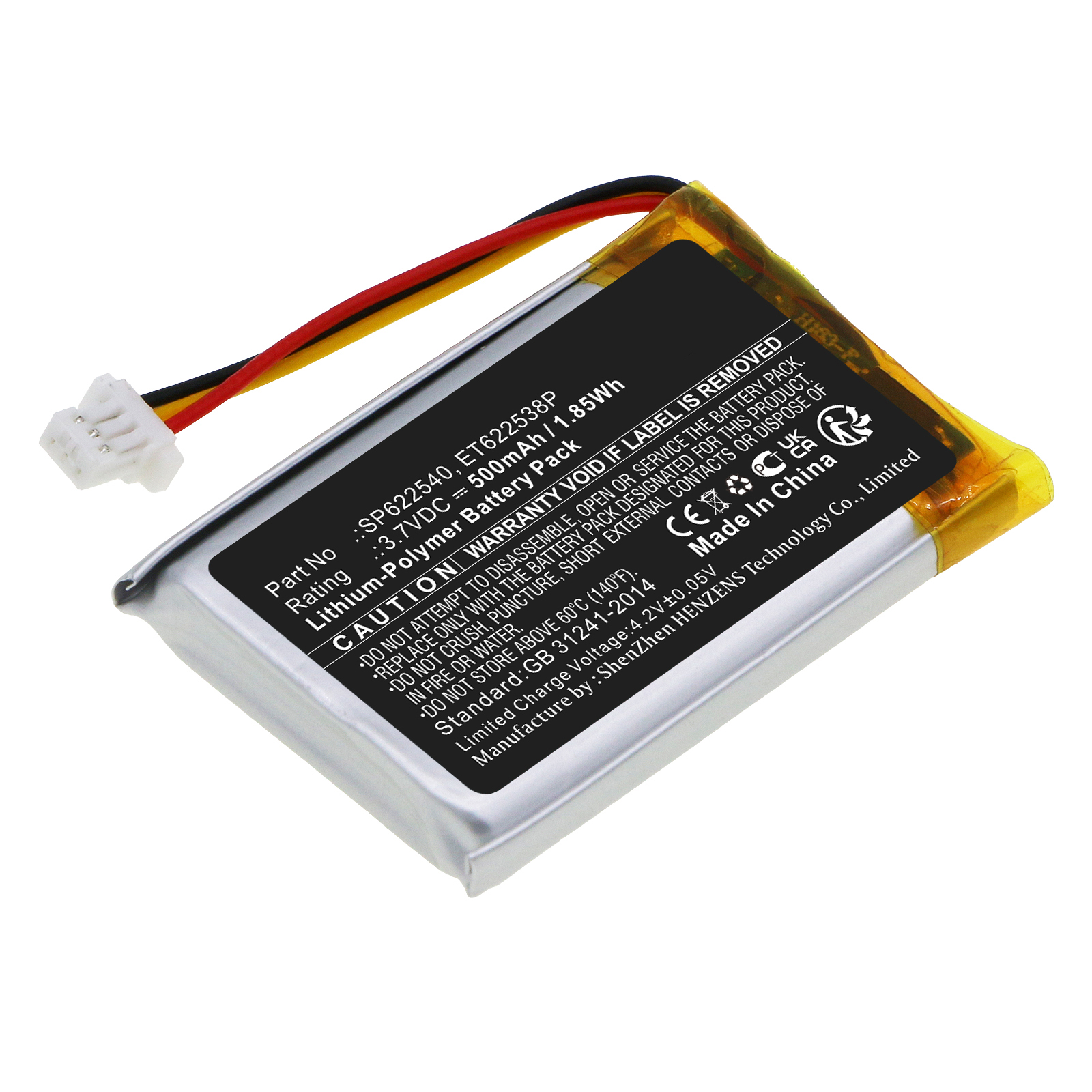 Synergy Digital Barcode Scanner Battery, Compatible with Opticon ET622538P Barcode Scanner Battery (Li-Pol, 3.7V, 500mAh)