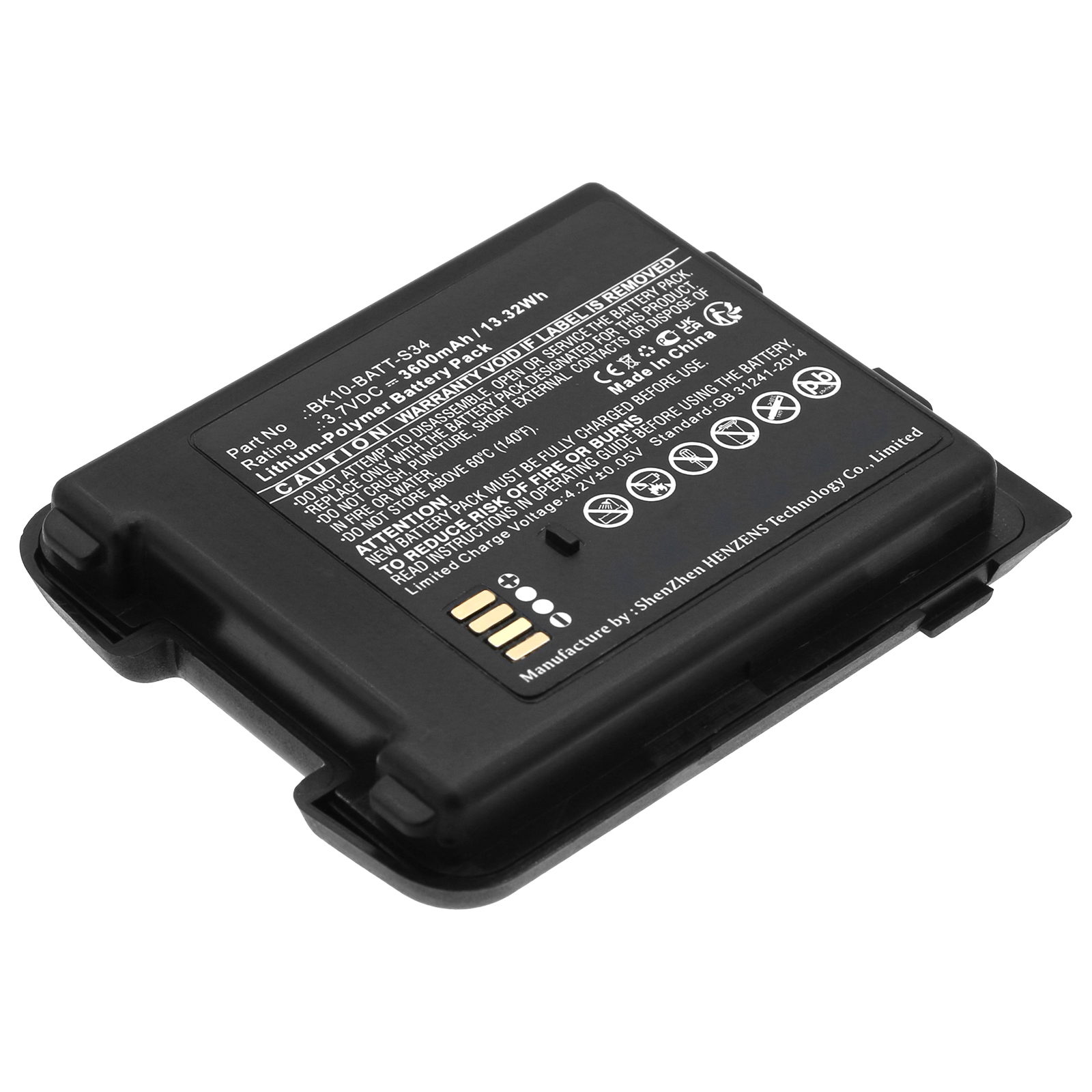Synergy Digital Barcode Scanner Battery, Compatible with M3 Mobile BK10-BATT-S34 Barcode Scanner Battery (Li-Pol, 3.7V, 3600mAh)