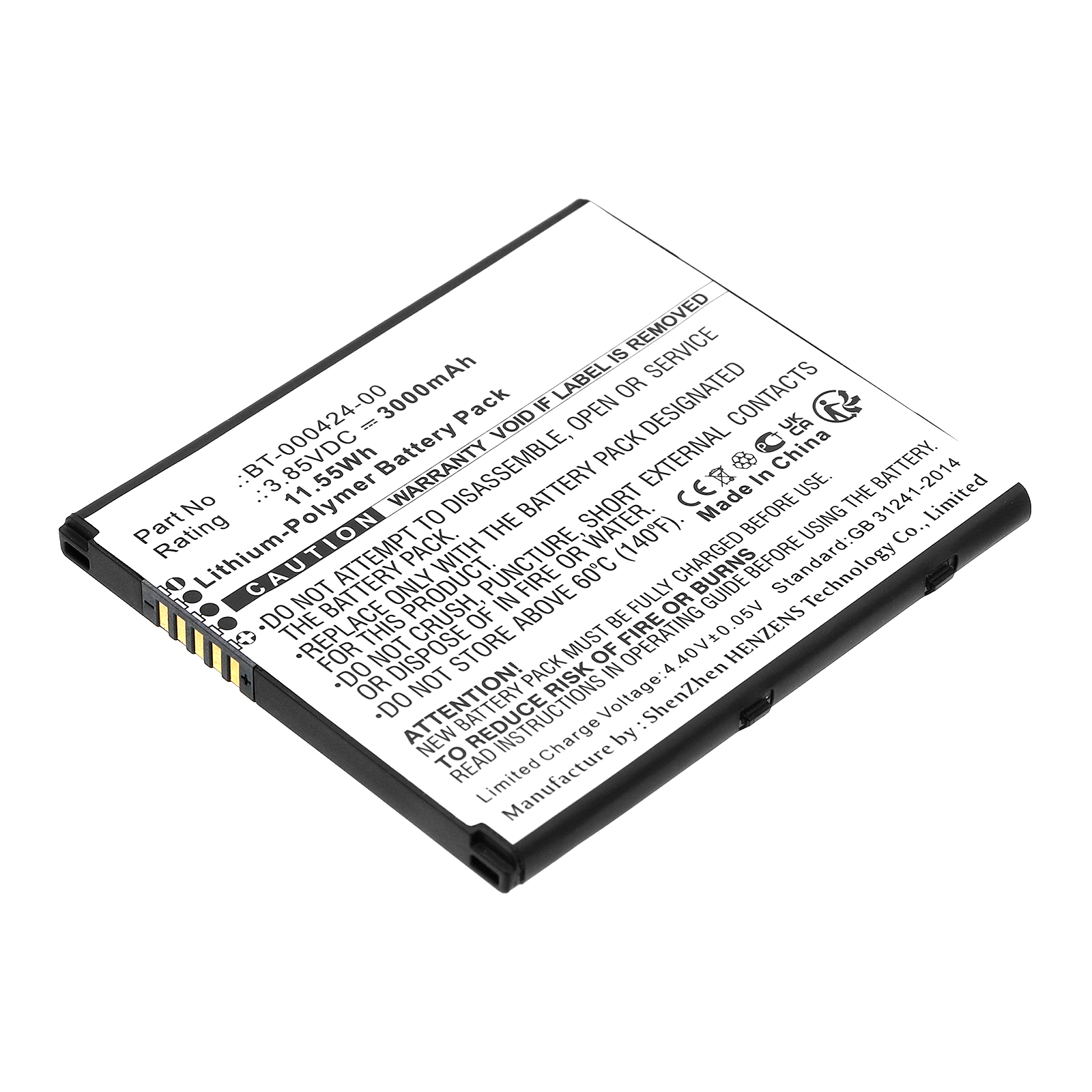 Synergy Digital Barcode Scanner Battery, Compatible with Zebra BT-000424-00 Barcode Scanner Battery (Li-Pol, 3.85V, 3000mAh)