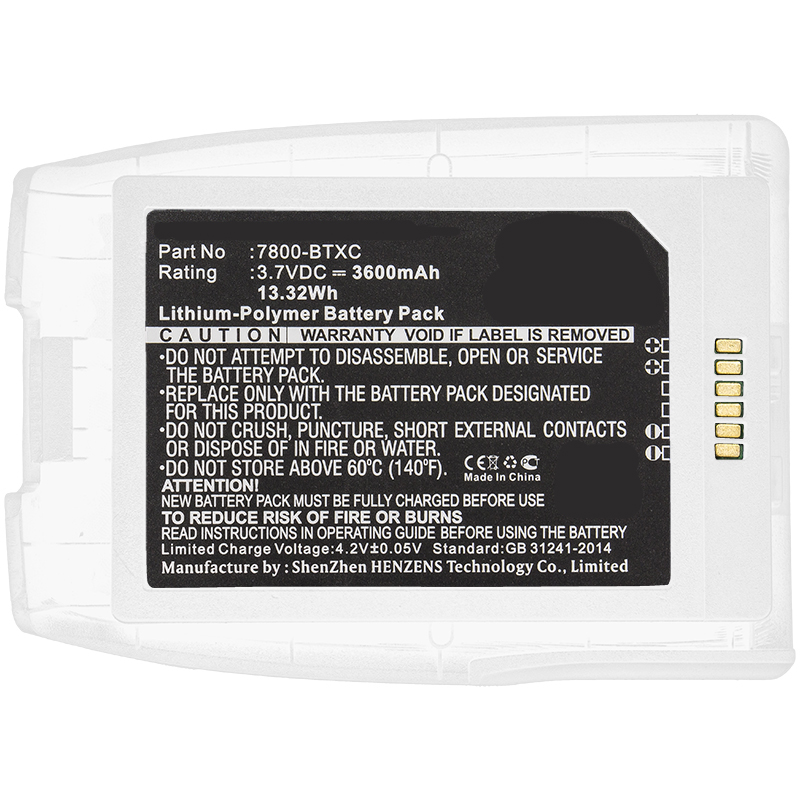 Synergy Digital Barcode Scanner Battery, Compatible with Dolphin 7800-BTXC, 7800-BTXC-1 Barcode Scanner Battery (3.7V, Li-Pol, 3600mAh)